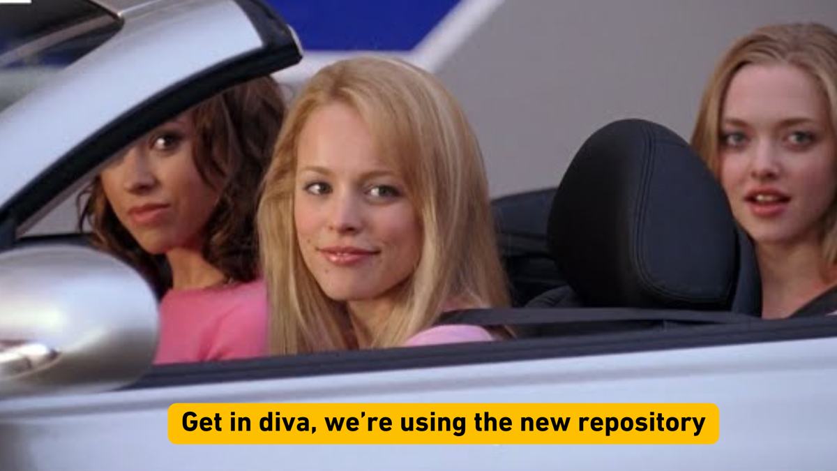 Mean Girls car scene captioned: get in diva, we're using the new repository